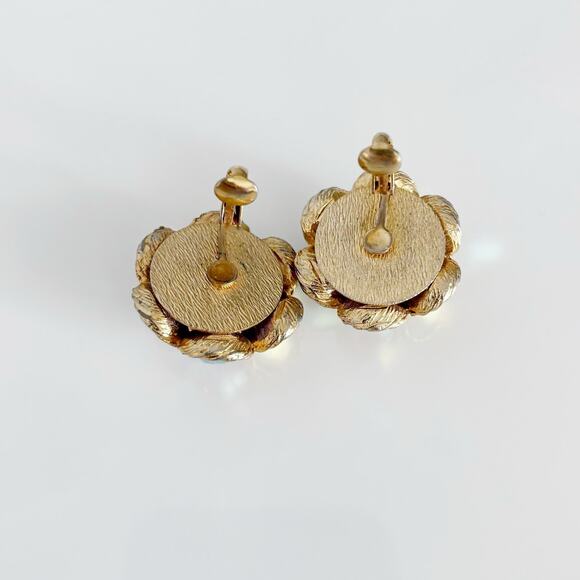 Vintage Aurora Borealis Dome Clip On Earrings - Picture 9 of 13